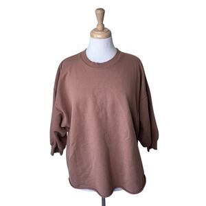 LEFT ON FRIDAY Sports & Rec Sweatshirt OVERSIZED, HIP LENGTH, 3/4 SLEEVE Brown